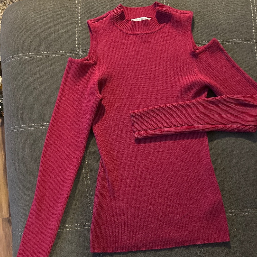 Red Open Shoulder Blouse.